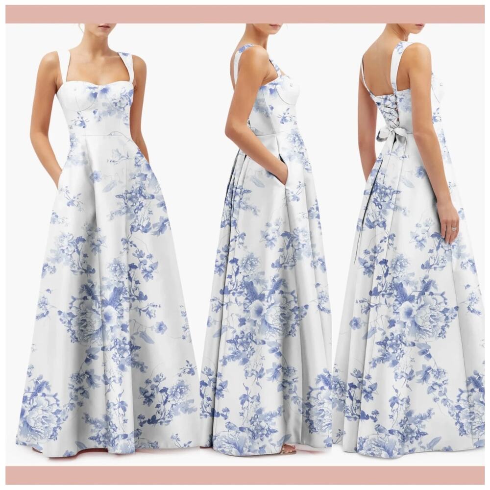 Alfred Sung Cottage Rose Larkspur Gown - Size 10 (new) - Picture 1 of 10
